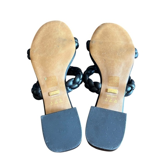 L’Intervalle Braided Leather Slide Sandal Black US 8 Double Strap Low Block Heel - Picture 8 of 14